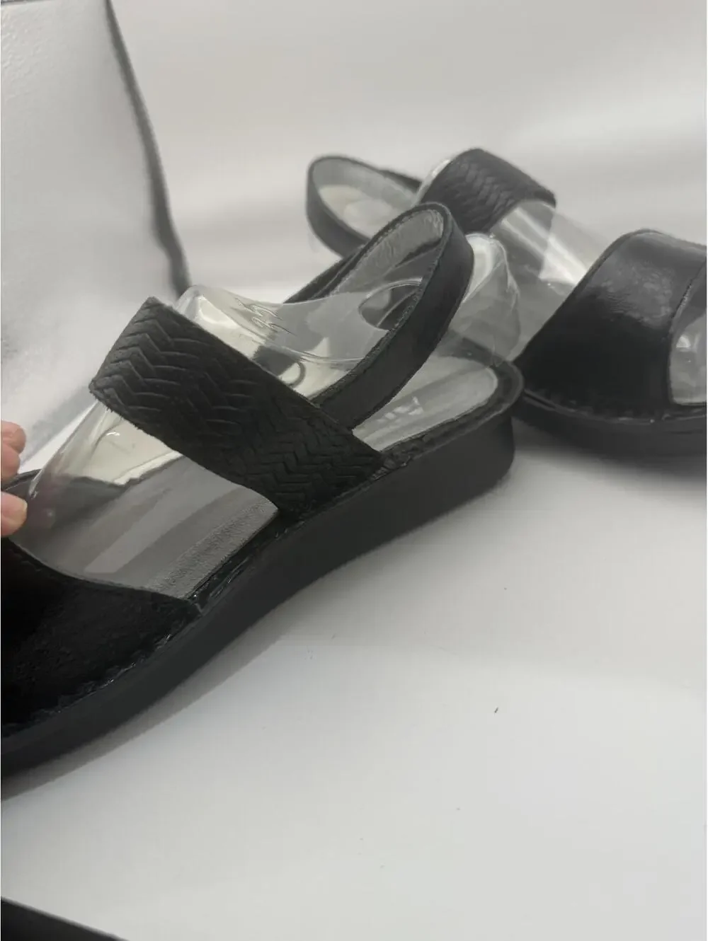 Alegria Black Leather Women's Sandals with Adjustable Straps Size 5 Eu 35